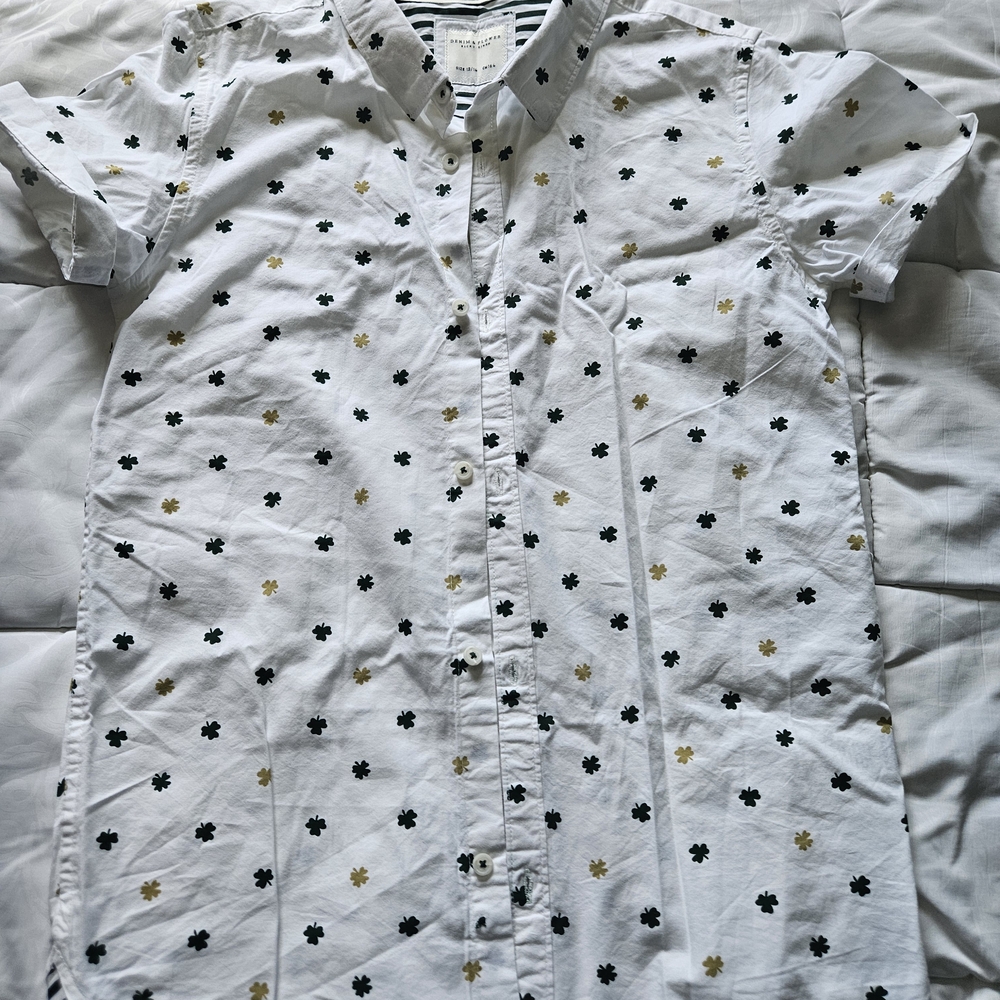 Denim & Flower White and Black Button Down Shirt